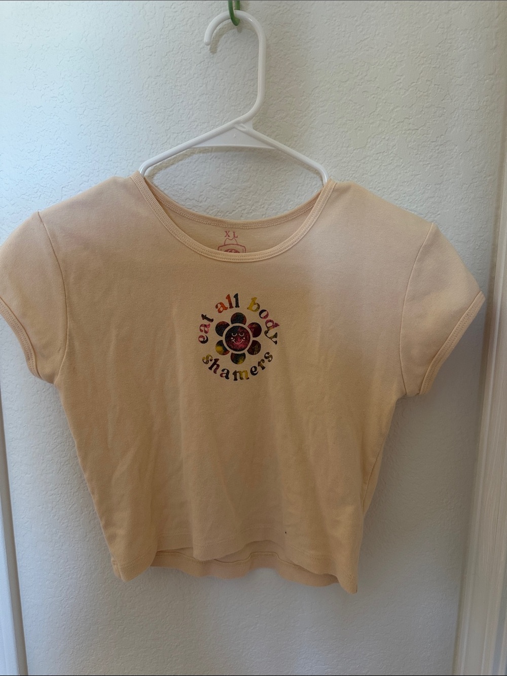 Peach Short Sleeve Graphic Tee - Eat All Body Shamers